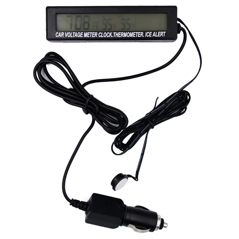 3-in-1 Mini Car Led Electronic Digital Clock Automotive Thermometer  Voltmeter Voltage Time Alarm Clock Black1pcs