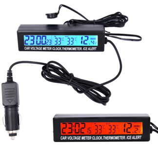 Car Auto LCD Digital Clock Thermometer Temperature Voltage Meter Battery  Monitor